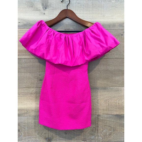 REBECCA VALLANCE Cecily Off the Shoulder pink mini dress size 0 - Picture 2 of 11